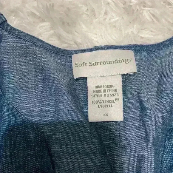 Soft Surroundings long sleeve chambray lagenlook comfy top size xsmall - Picture 2 of 6